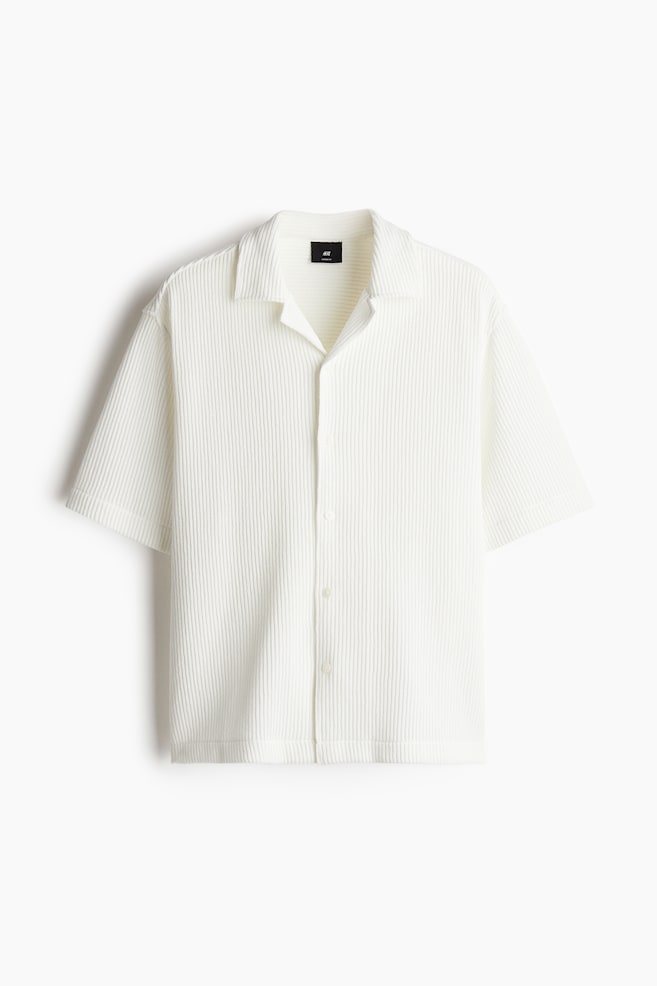 Loose Fit Ribbed Resort Shirt - White - 1