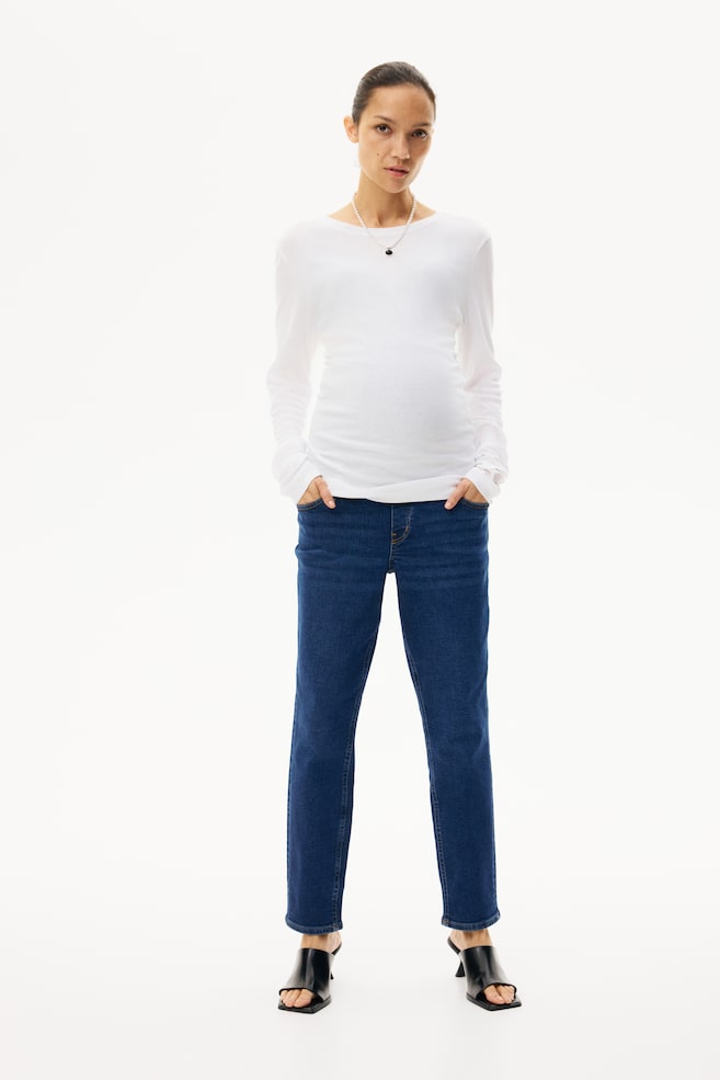 MAMA Slim Ankle Jeans - Albastru-denim închis/Gri-denim închis/Albastru-denim deschis - 1