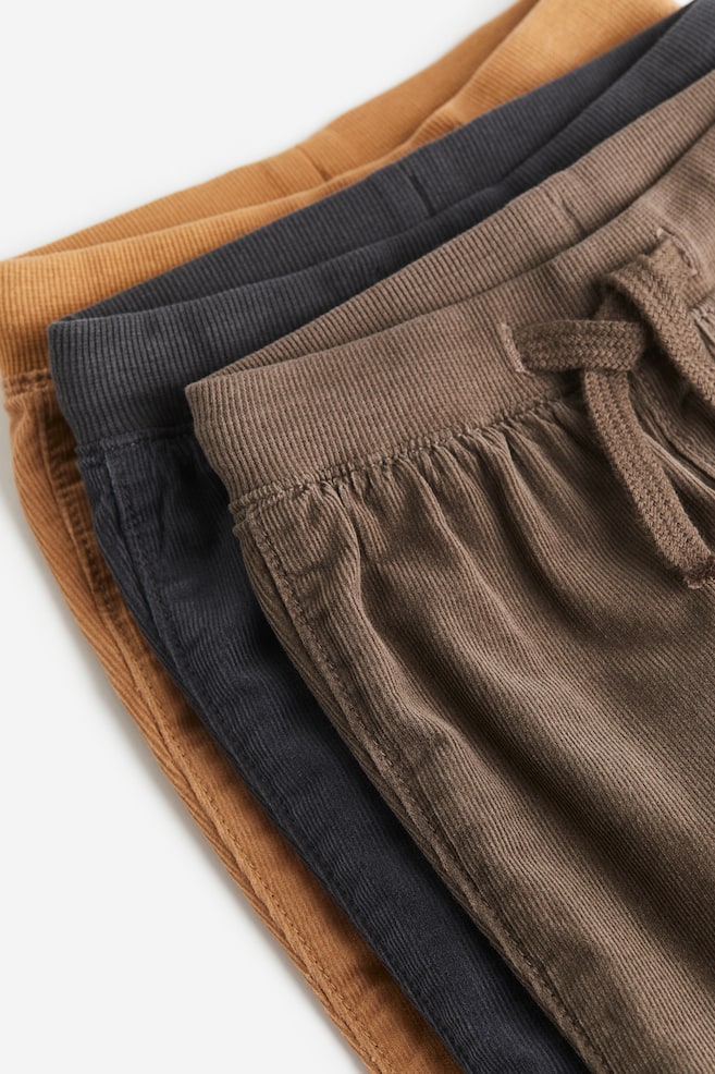 3-pack corduroy trousers - Dark brown/Black/Beige - 2