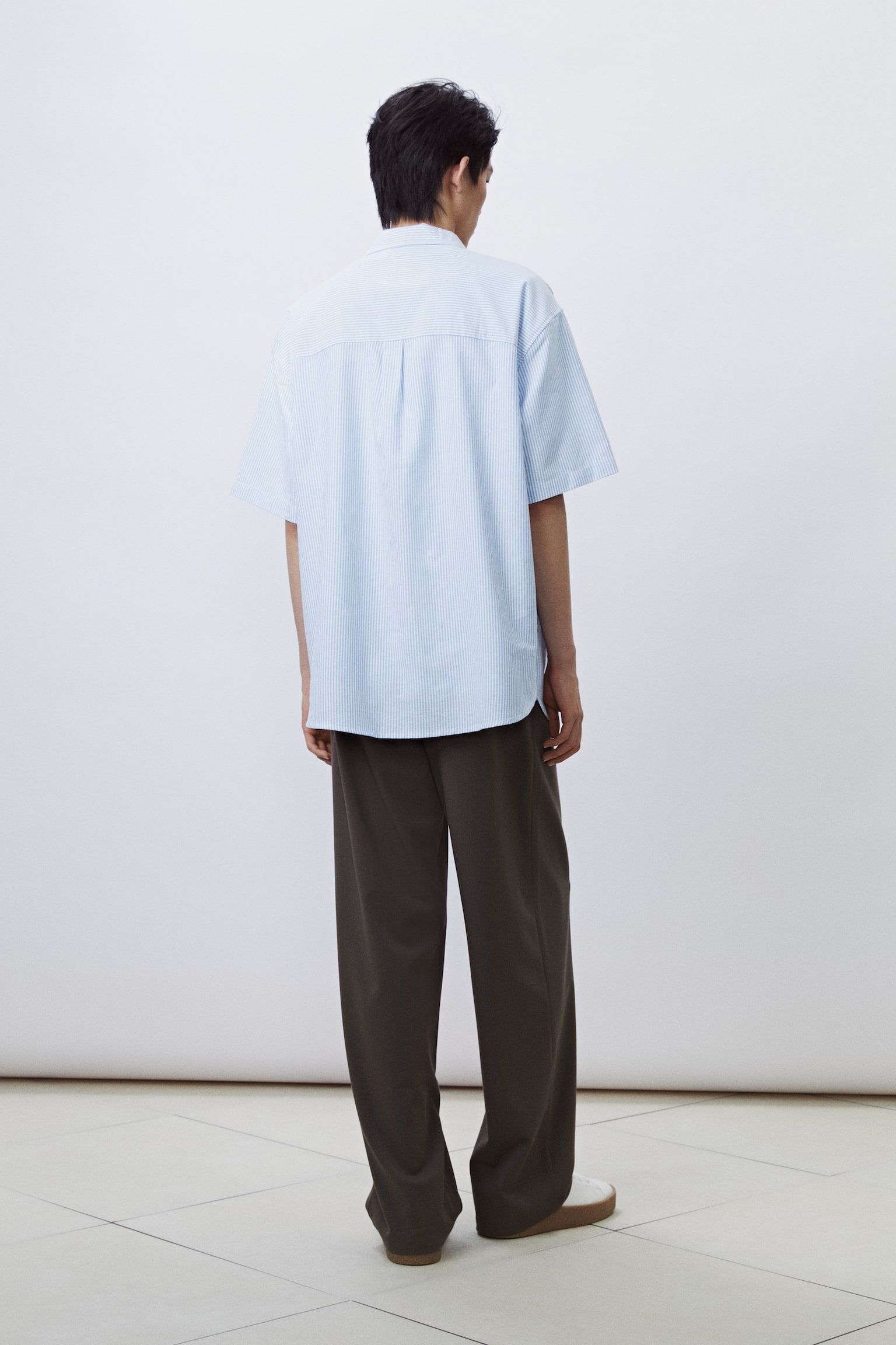 寬鬆斜紋長褲 - 深卡其綠/深咖啡色 - 7