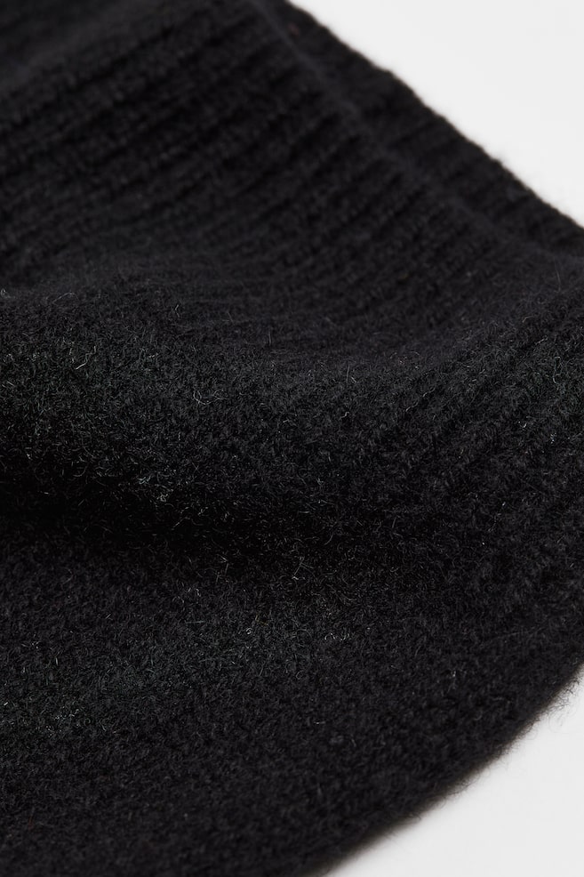 Knitted cashmere hat - Black/Beige - 4