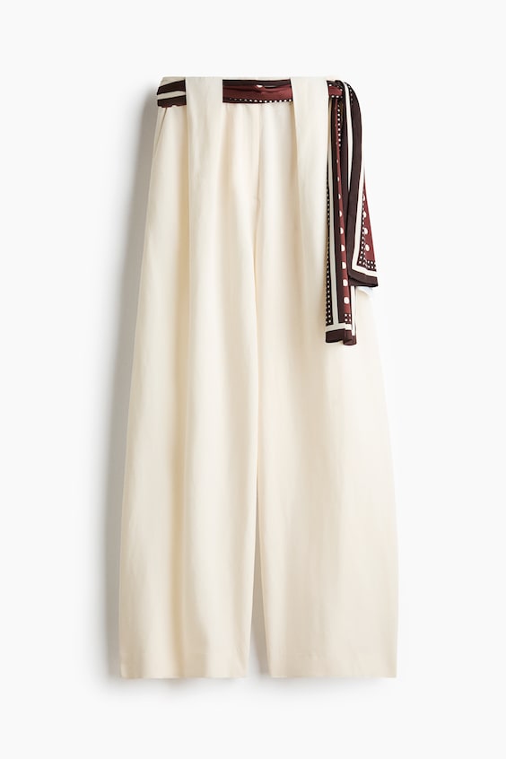 Женские брюки H&M Linen-Blend Scarf-Detail Pants