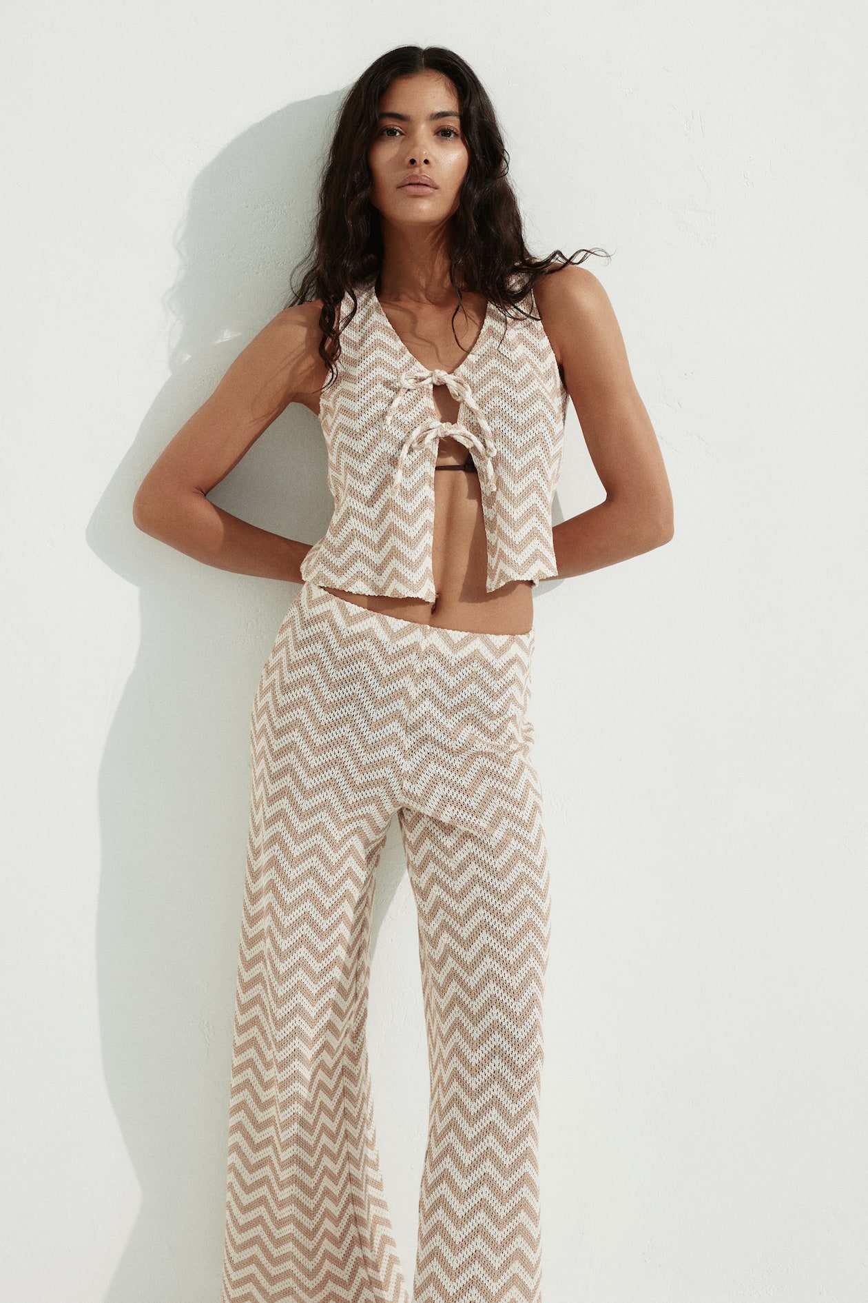 Tie-Front Jacquard-Knit Vest - image 4