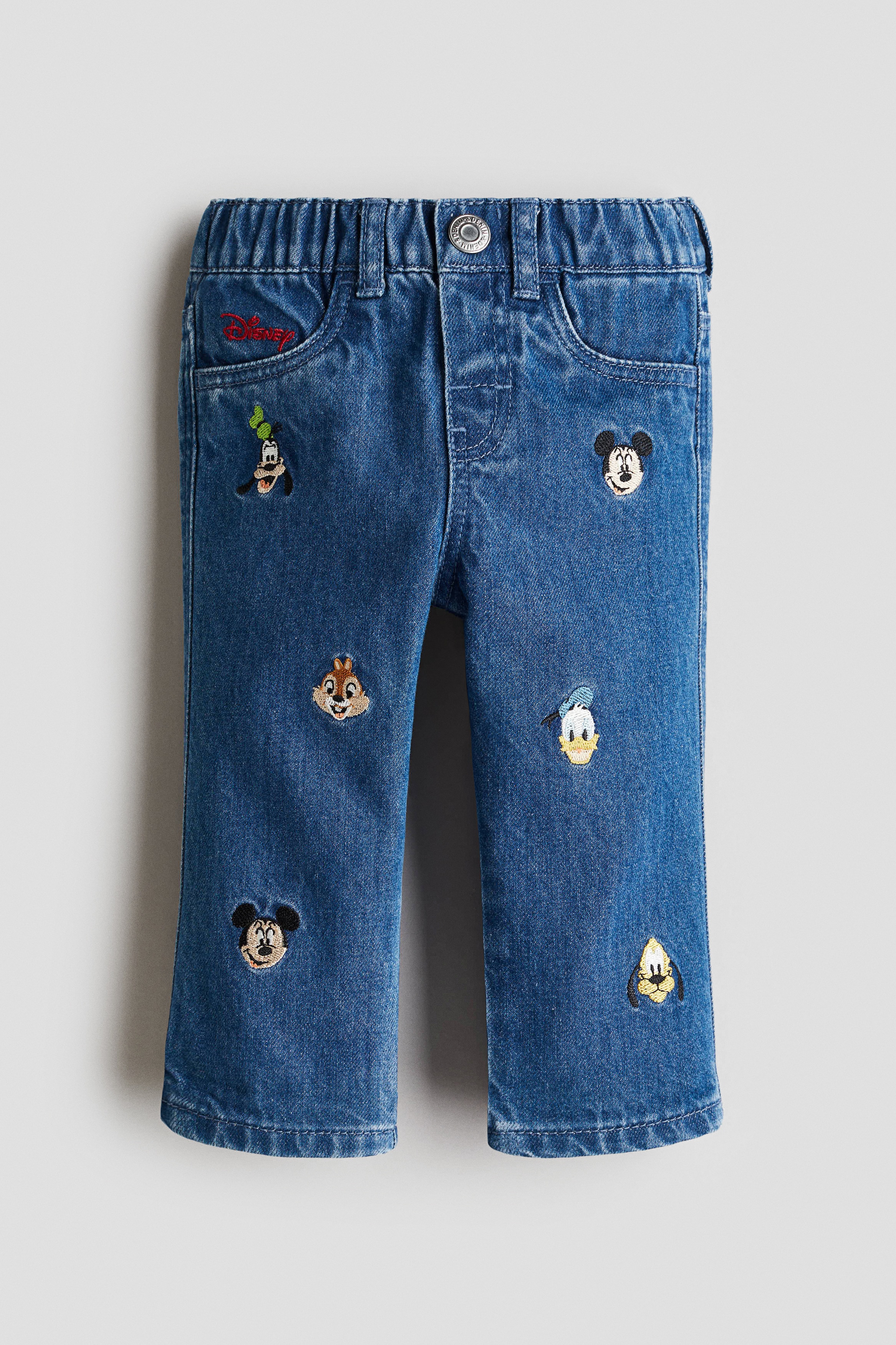 Embroidered Detail Jeans - Denim blue/Mickey Mouse
