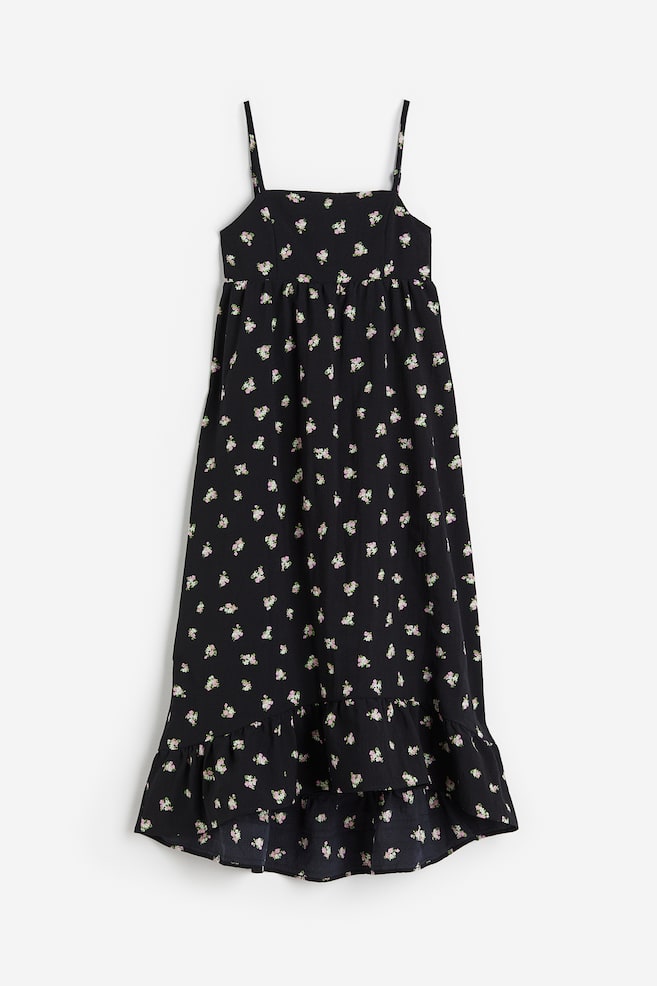 Robe en crêpe avec détail noué - Noir/fleuri - 1