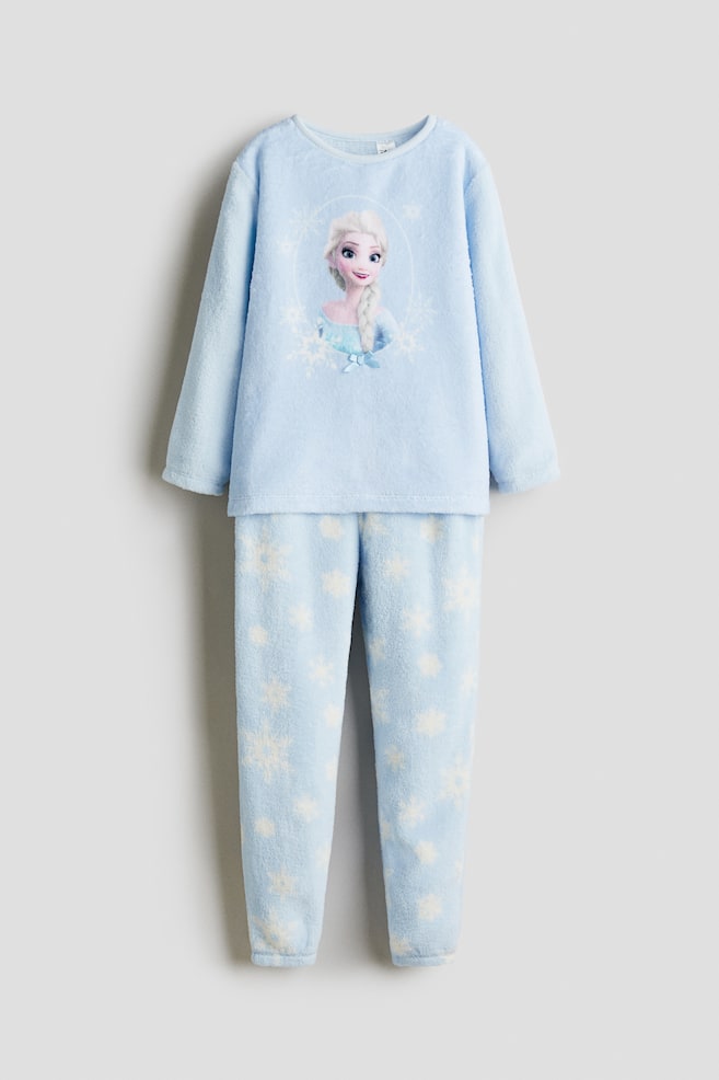 Pyjama aus bedrucktem Velours - Hellblau/Eiskönigin/Weiß/Hello Kitty/Cremefarben/Hello Kitty - 1