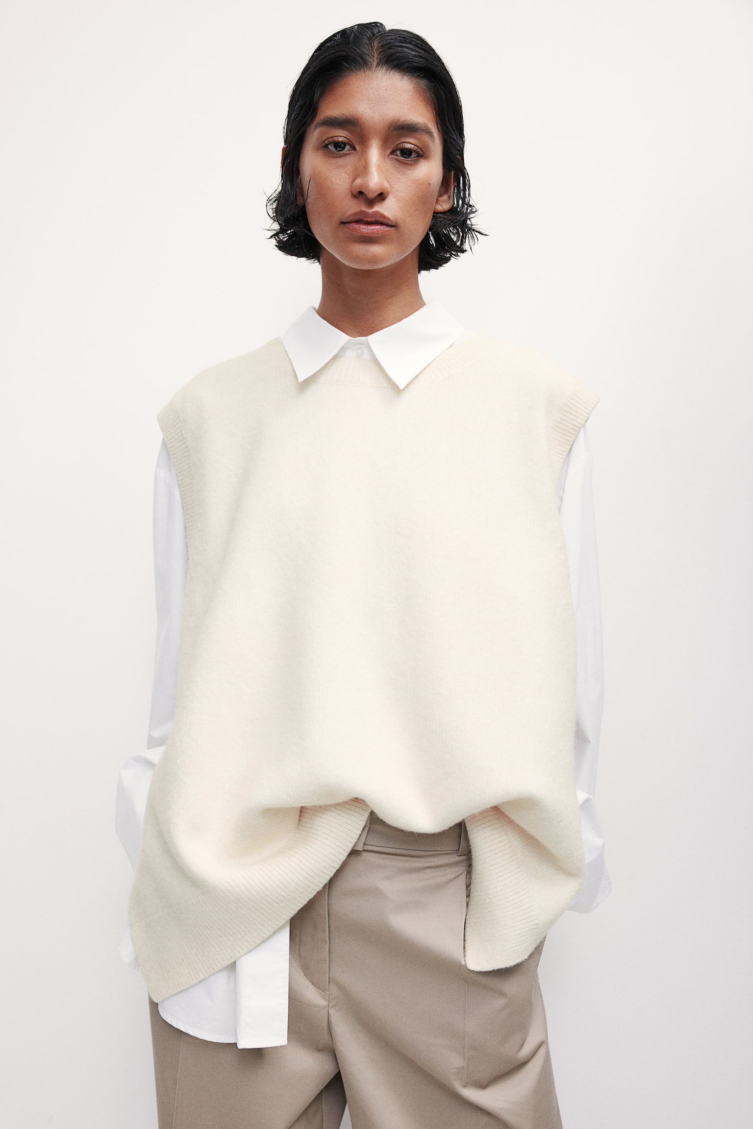 Sweater vest - Cream/Greige marl/Dark grey marl - 4