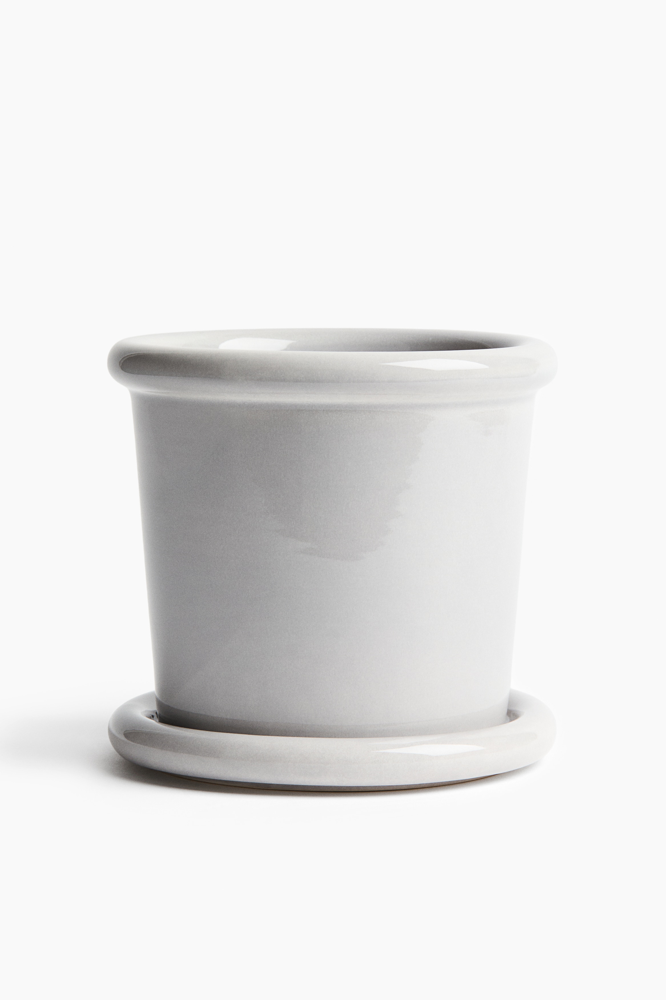 White Stoneware Plant Pot with Saucer at H&M Home | H&M US