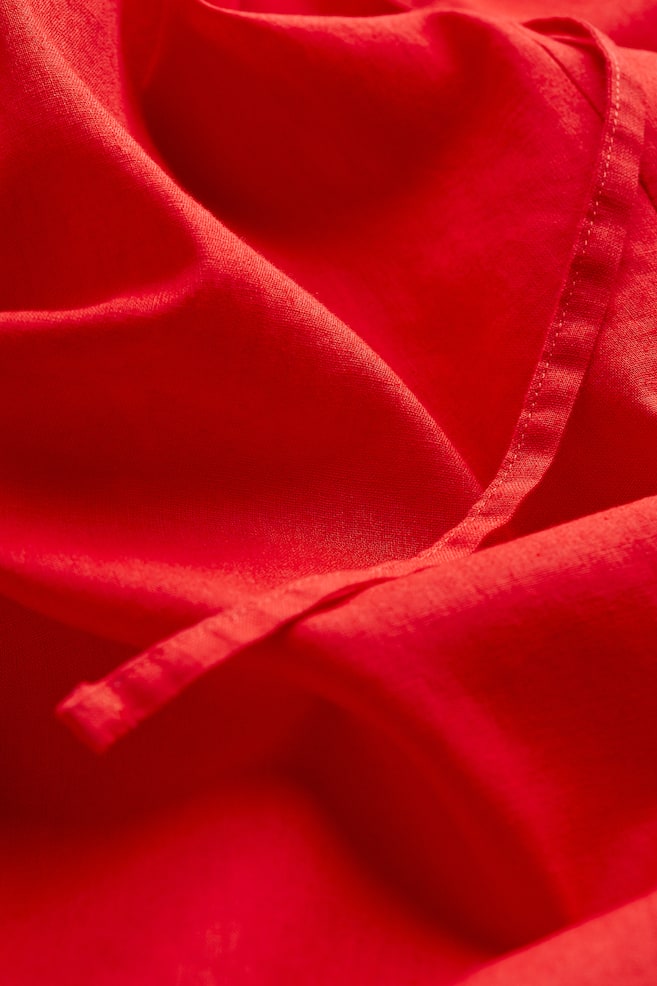 Kjole i hørblanding med bindedetalje - Rød/Sort/Mønstret - 6