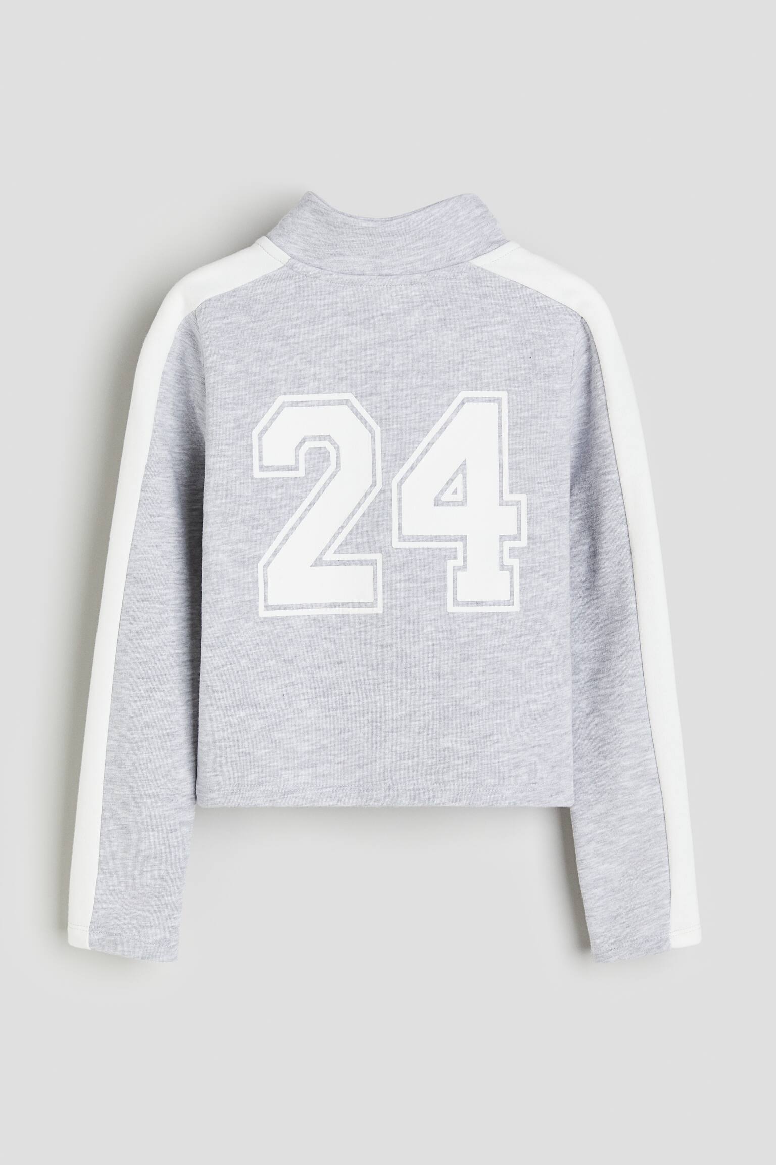 Zip Up Sweater - Light grey marle/White/Black/White - 3