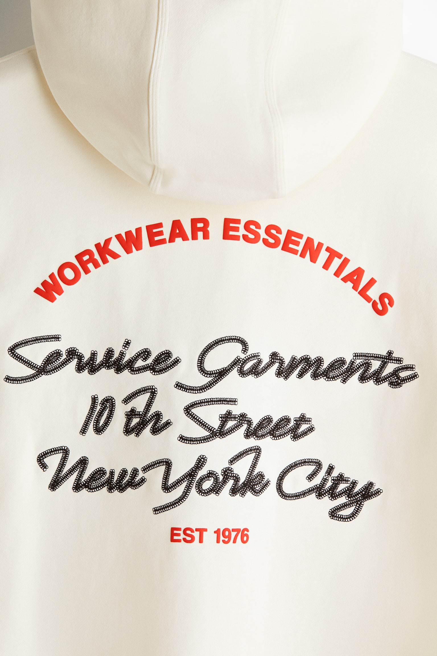 Loose Fit Motif-detail hoodie - White/Service Garments/Grey marl/94 - 4