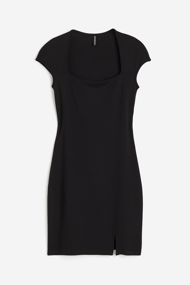 h&m cap sleeve bodycon dress Women's Black Cap-sleeved Features a boat neck hoco dresses 2024 plus size pink bridesmaid Size:2 (Pre-Order - Ships Late October)