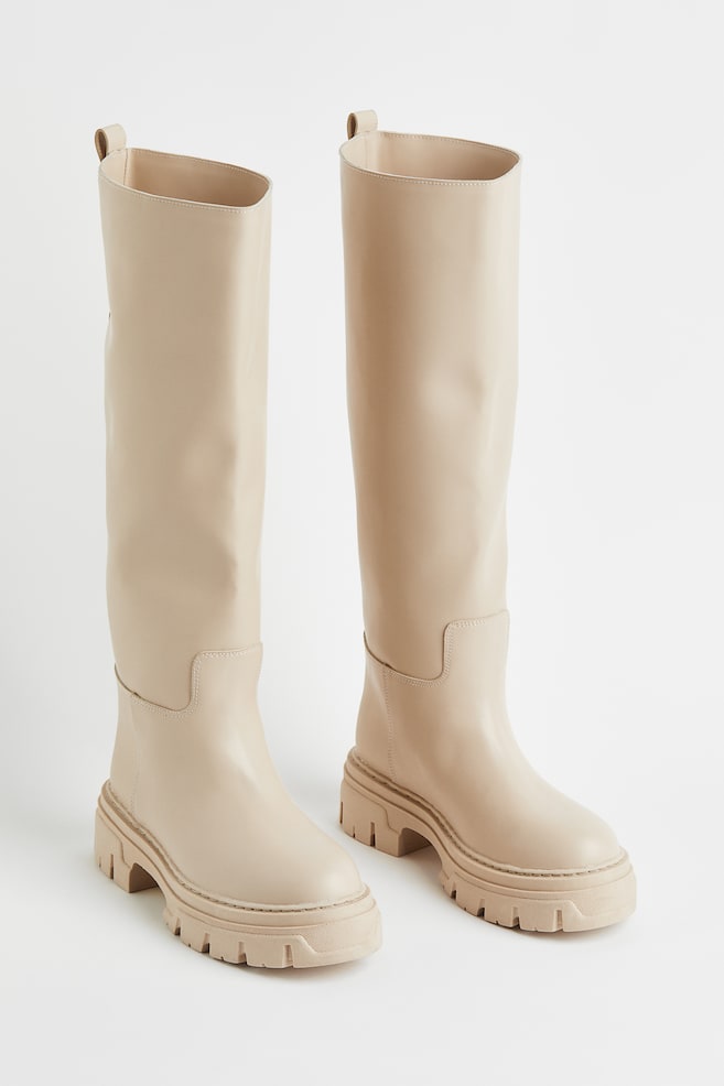 Knee-high boots - Light beige/Black/Beige/White/dc - 3