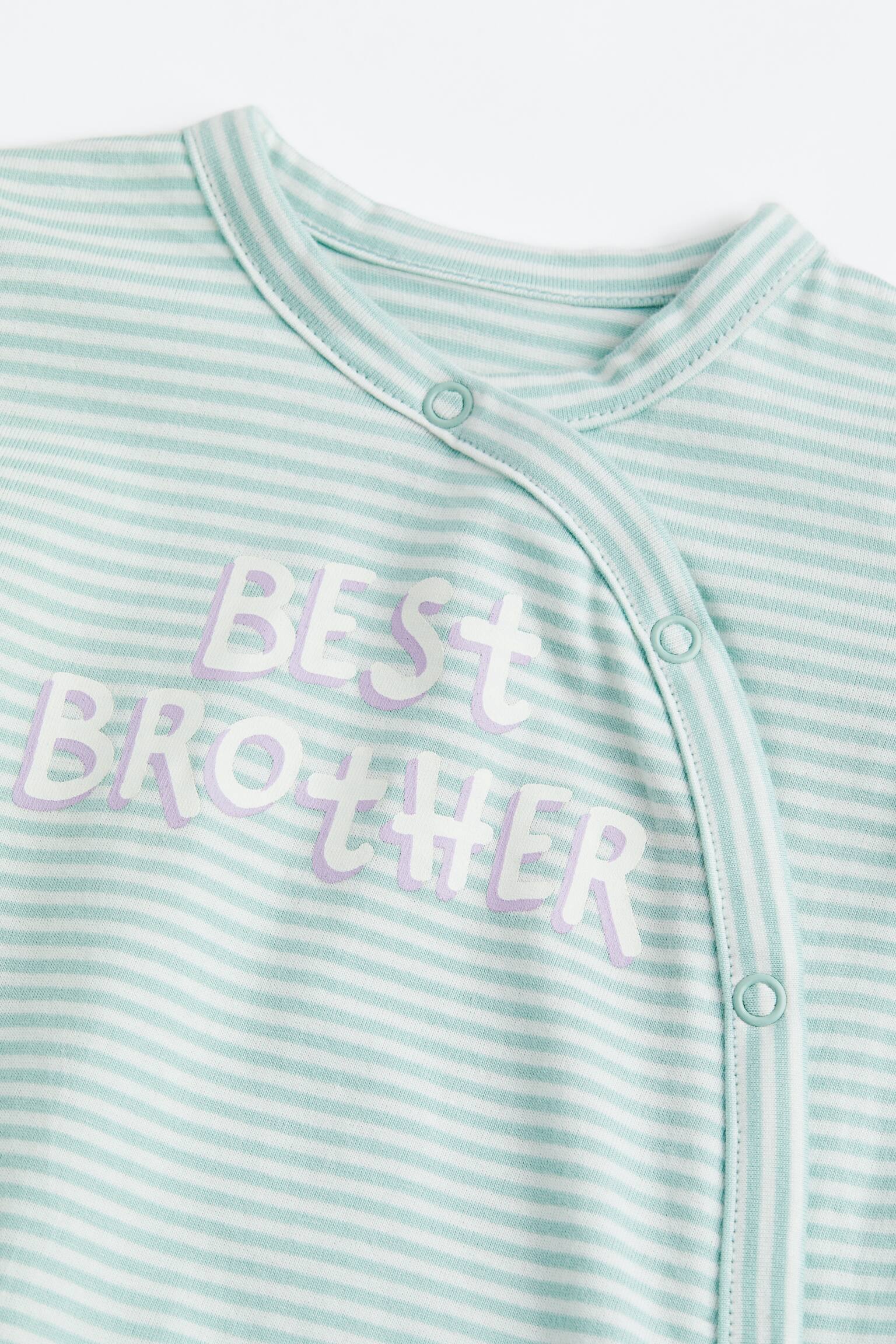 Print Cotton Pyjamas - Light green/Best Brother/Dusky green/Best Brother/Powder pink/Best Sister/Natural white/Pattern/White/Pattern/Light purple/Best Sister - 2