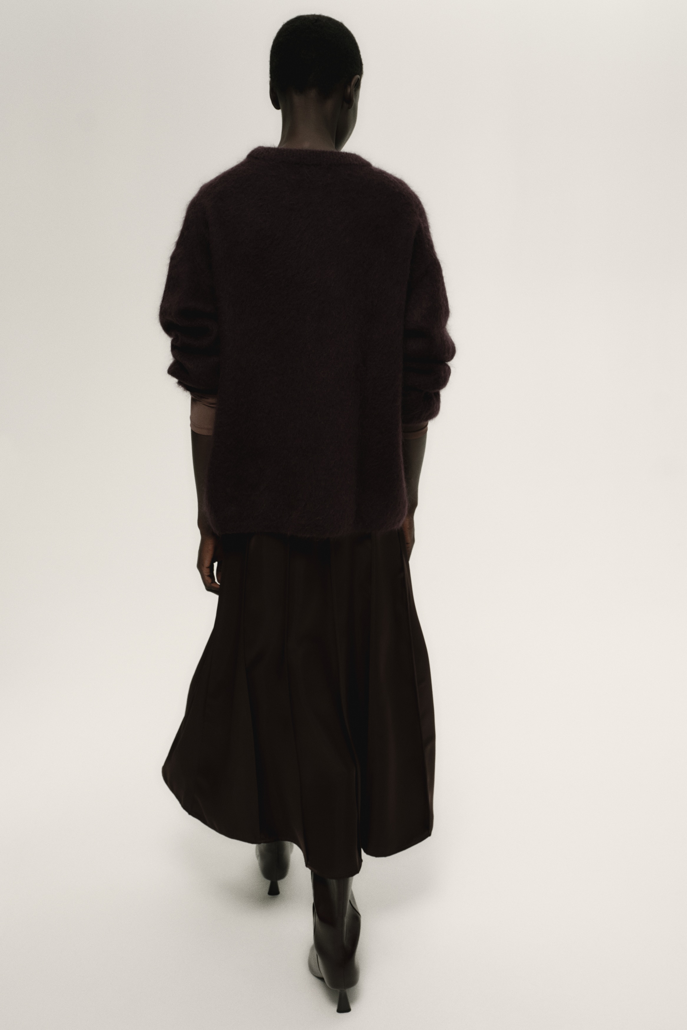 A-line satin skirt