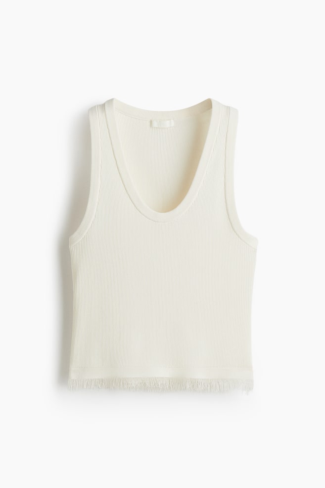 Tanktop mit Fransen - Weiß - 1