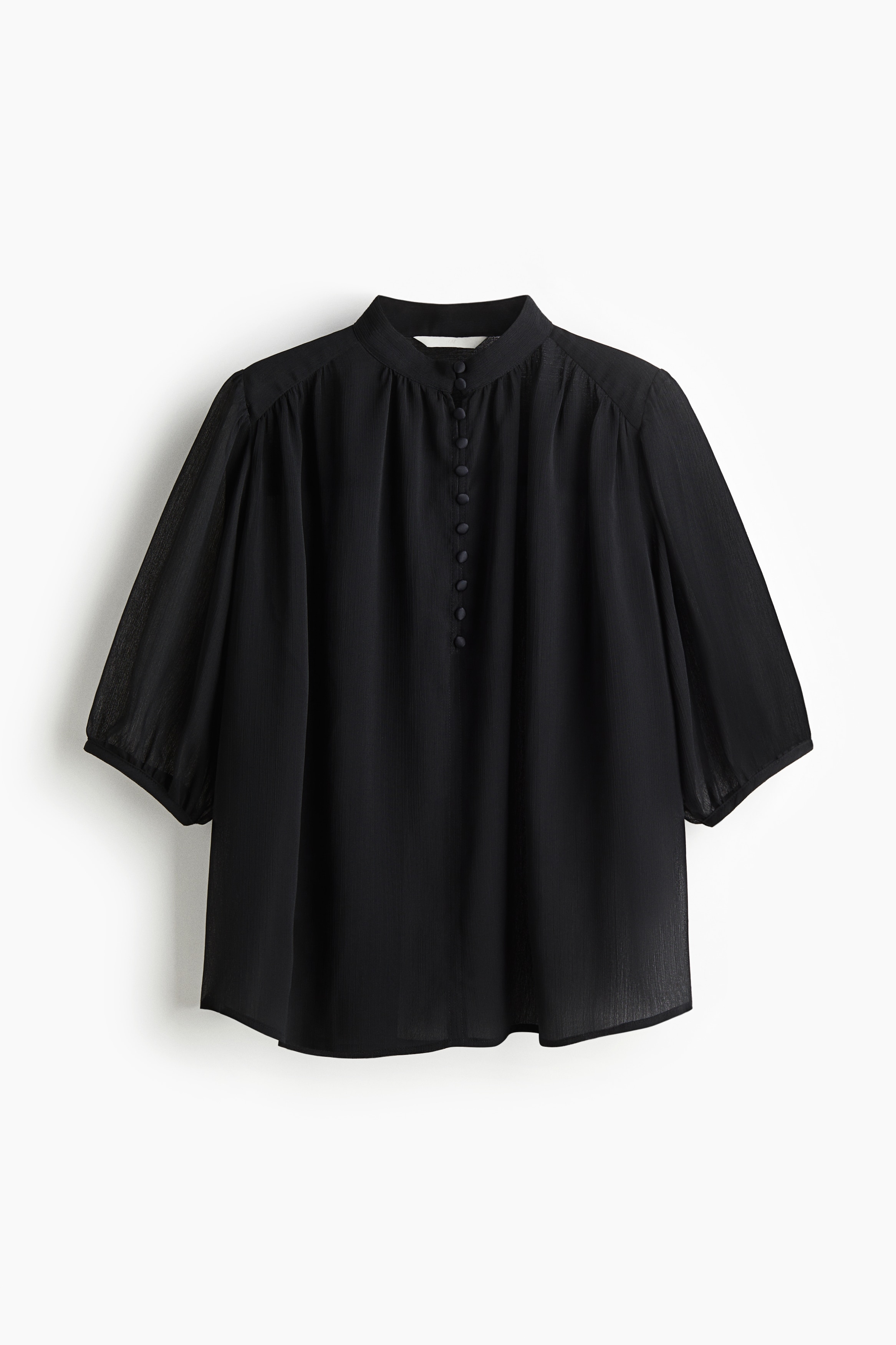 Gecrinkelte Bluse - Schwarz