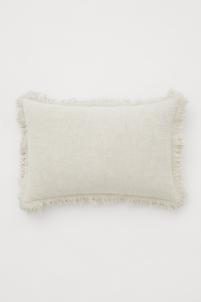 Linen-blend cushion cover - Light beige - 1