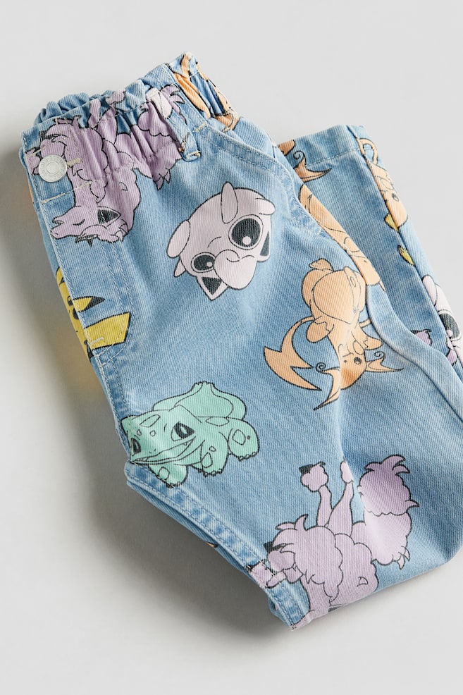 Relaxed Fit Paper Bag Jeans - Lys denimblå/Pokémon/Lys denimblå/Mikke Mus/Lys denimblå/Minni Mus/Blek denimblå/Minni Mus/dc - 3