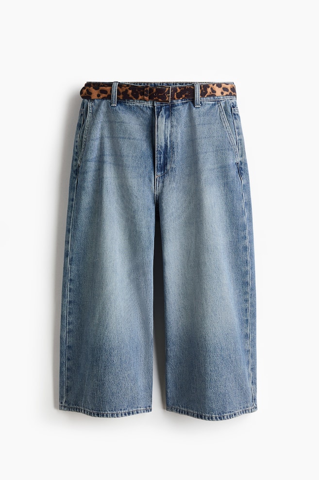 Wide High Waist Culotte Jeans - Light denim blue - 1