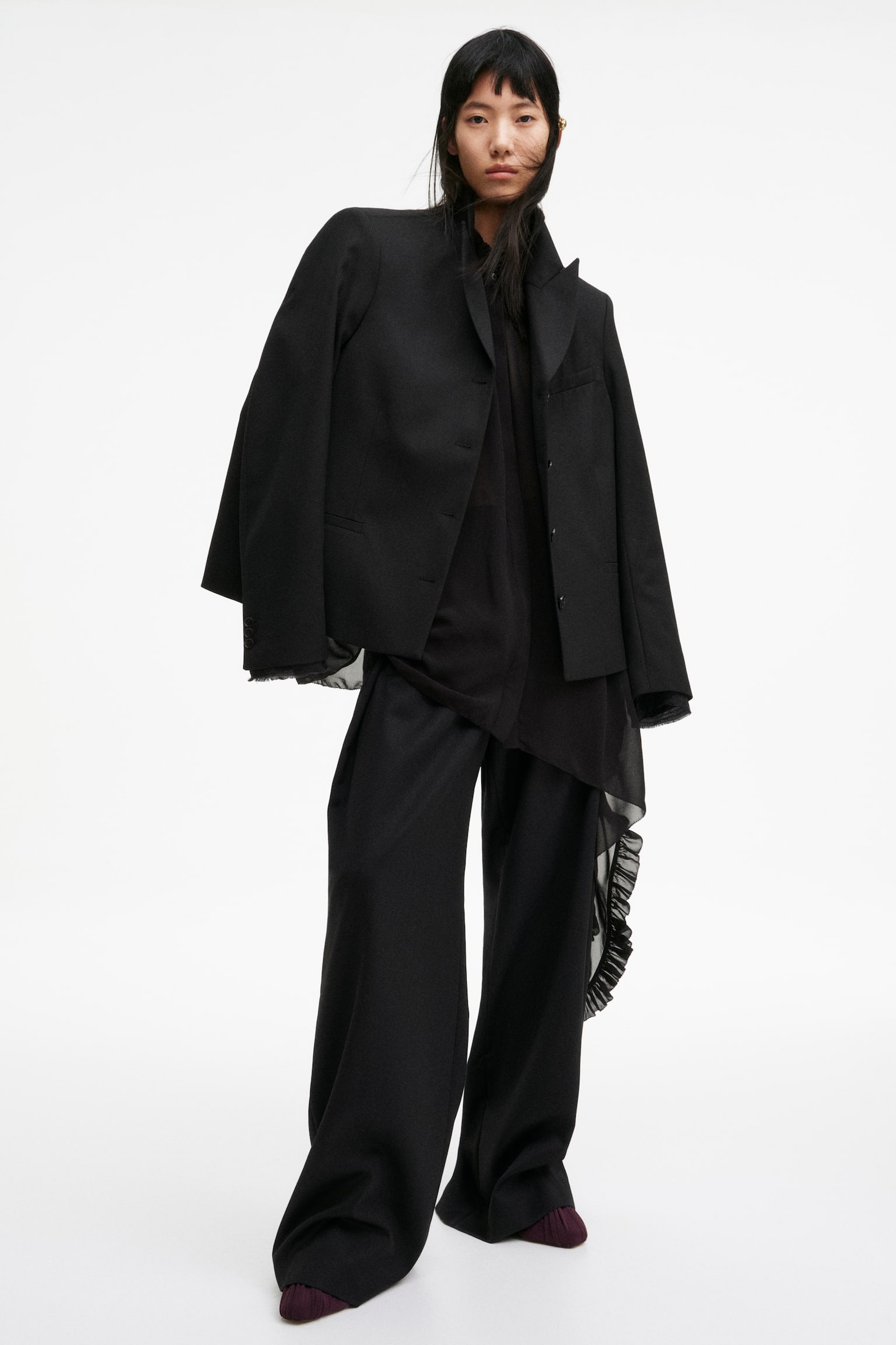 Szyfonowa bluzka - Czarny - 5