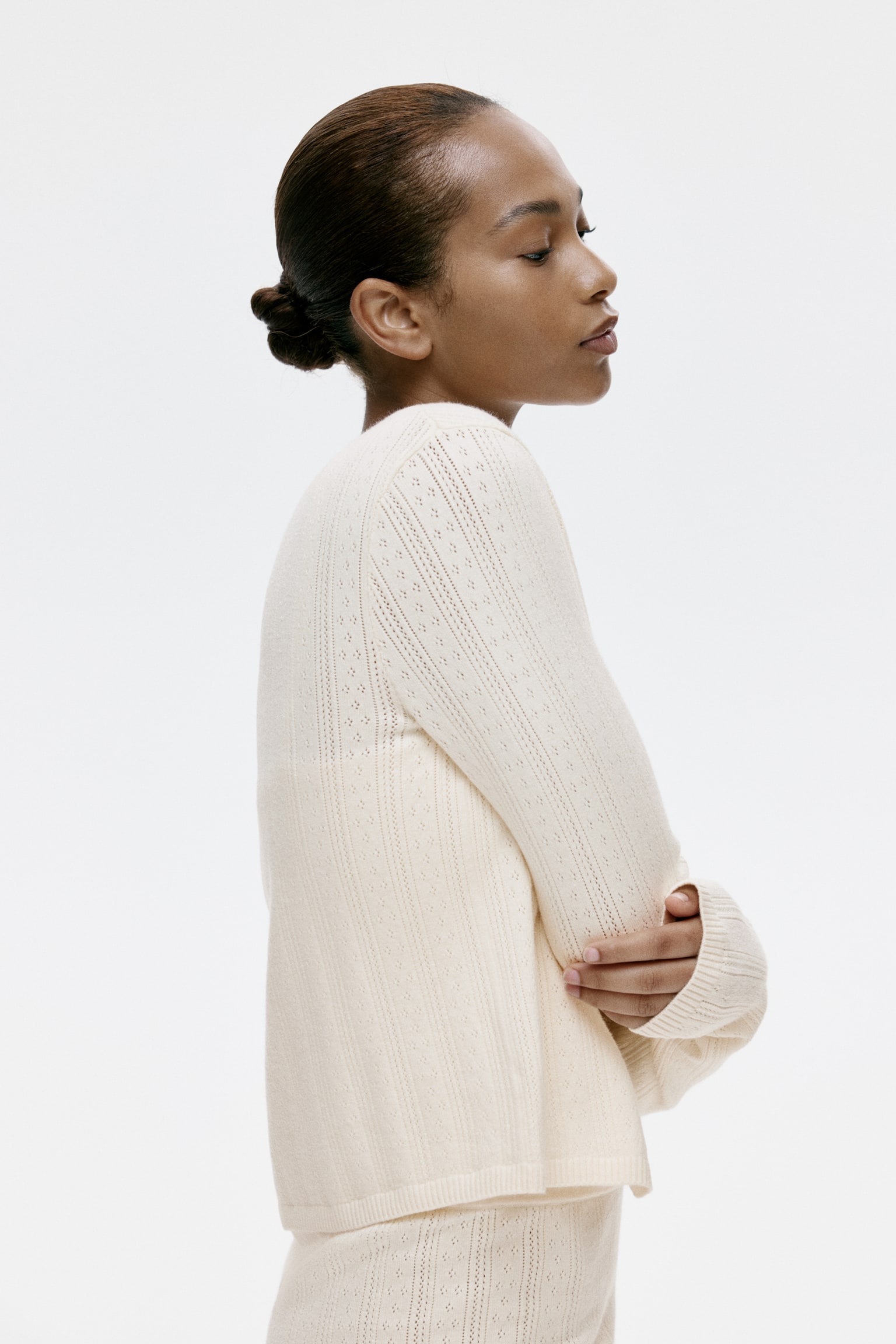 Gilet en maille pointelle - Beige clair - 5