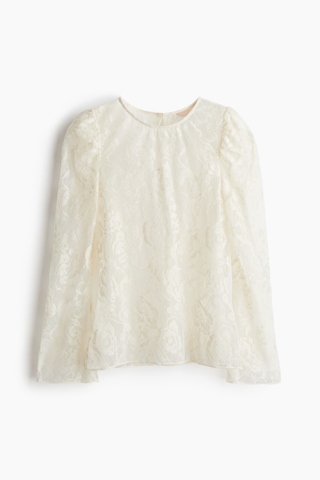 Blouse en dentelle - Crème - 1