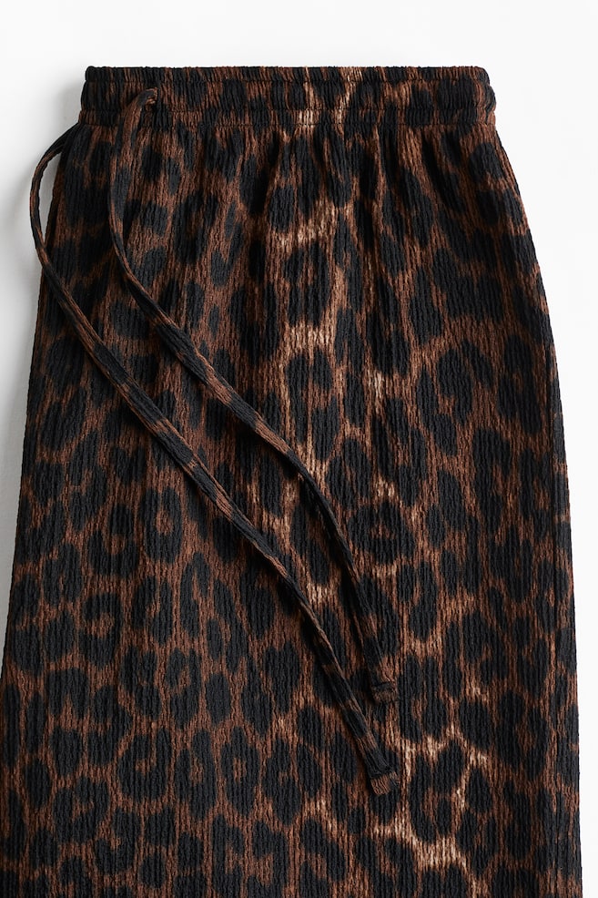 Wide pull-on trousers-Dark brown/Leopard print - 5
