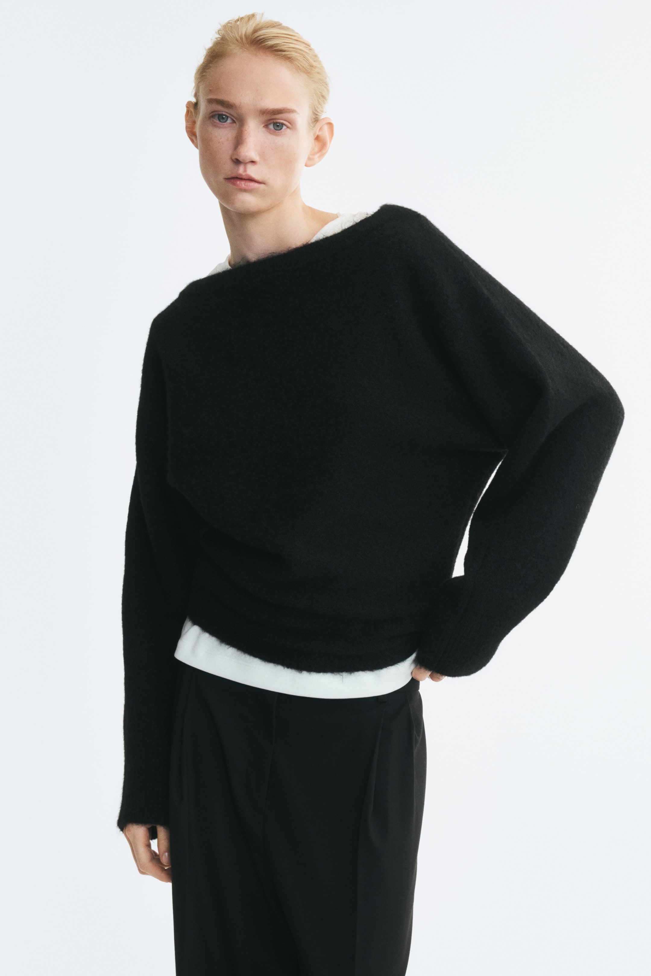 View larger image: Brushed boat-neck jumper - Black - Ladies | H&M 1