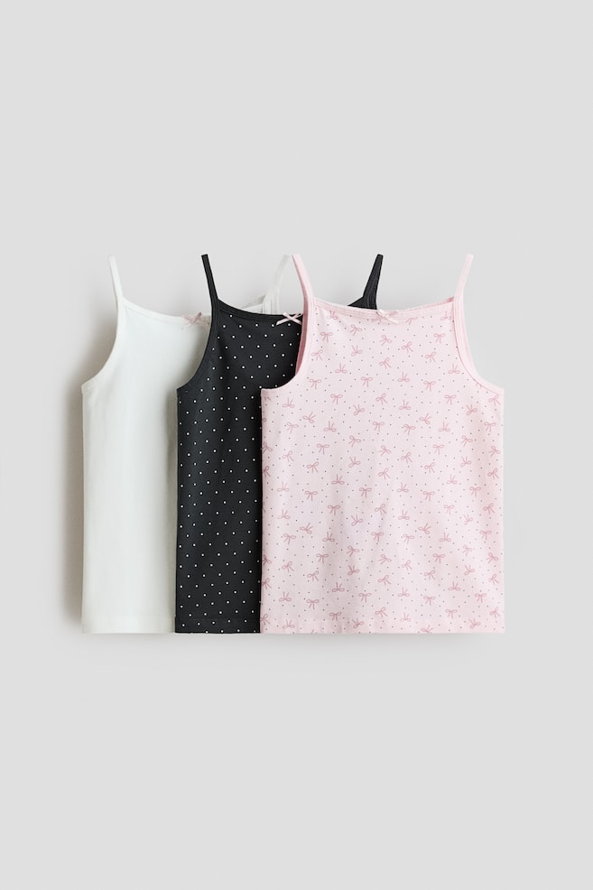3-pack jersey vest tops - White/Pink/Black - 1