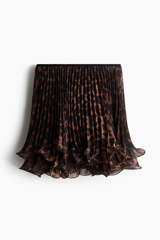 Minifalda plisada - Café/Diseño de leopardo/Borgoña/Lunares - 1