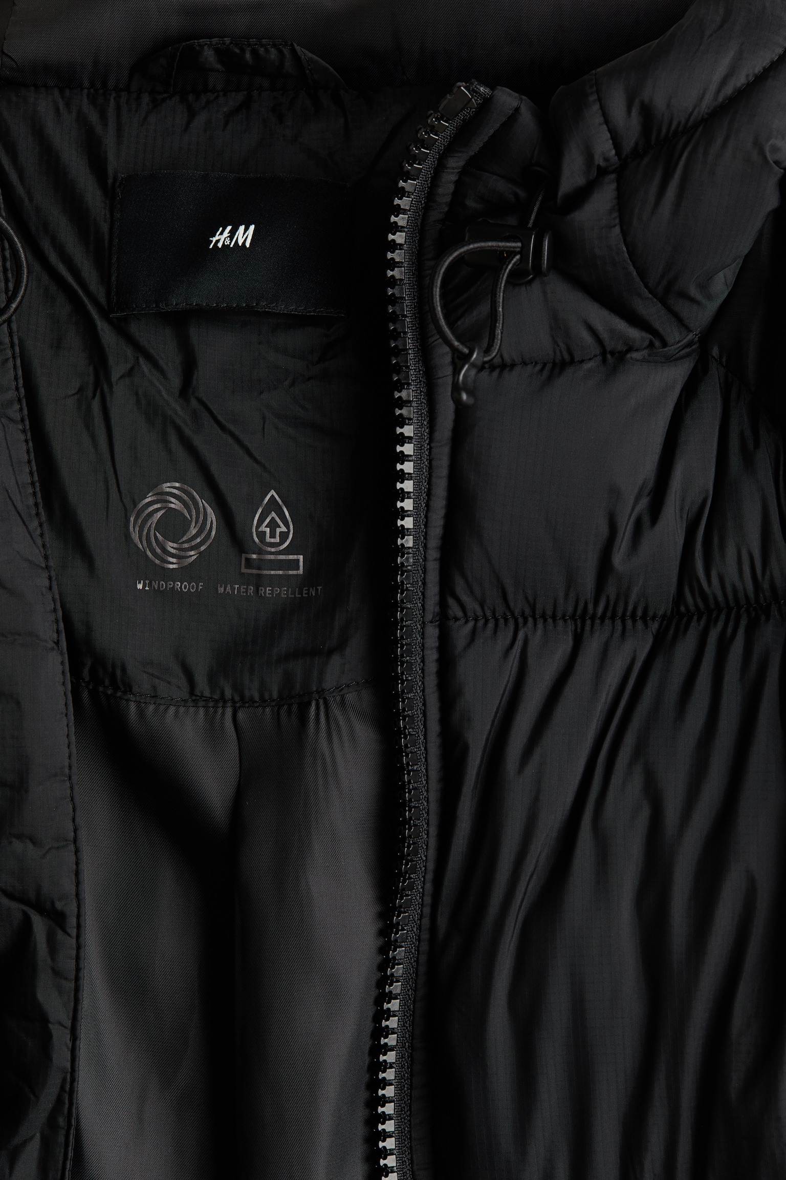 Мужская куртка H&M Water-Repellent Puffer, цвет: Чёрный — фото 2