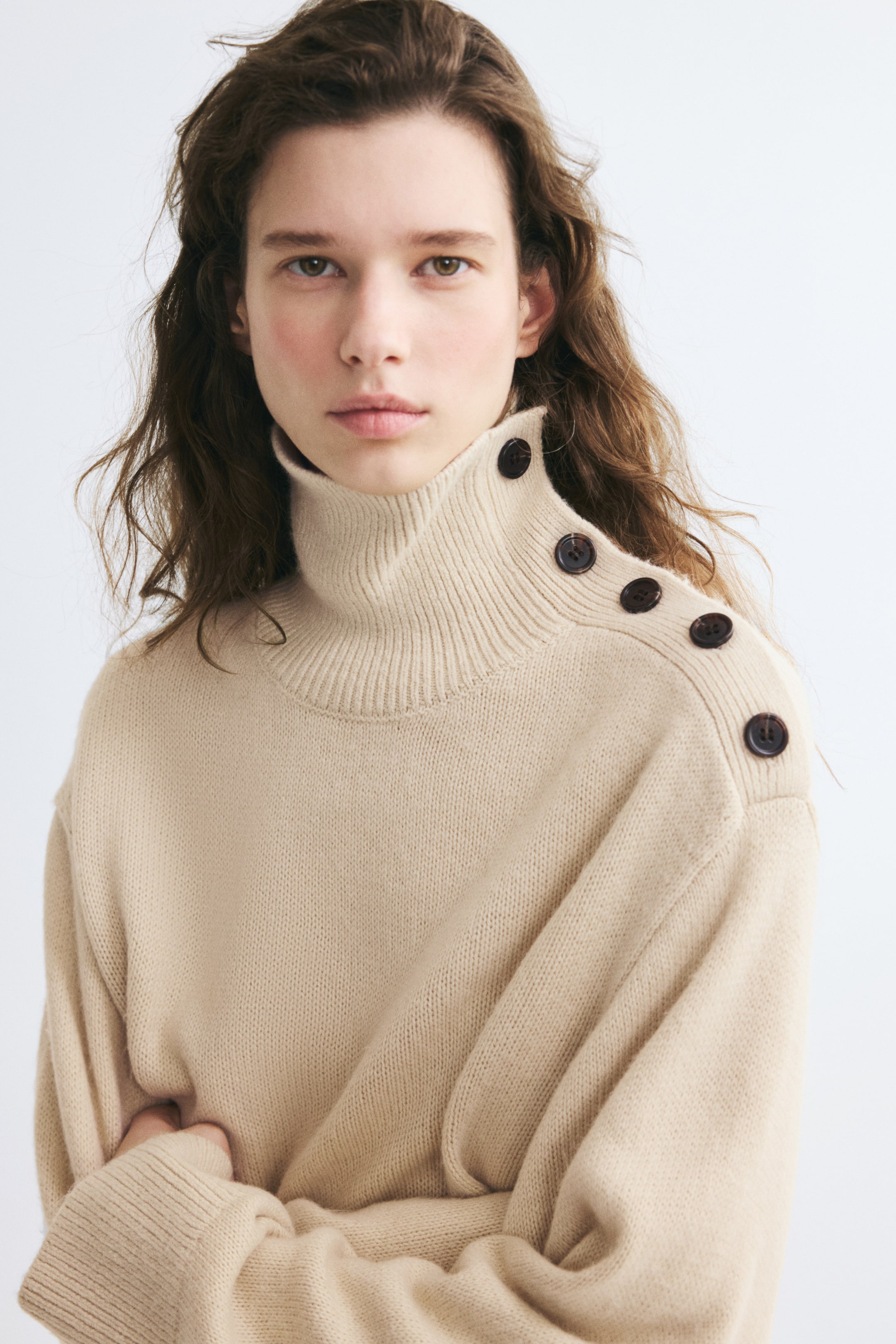 View larger image: Button-detail jumper - Light beige - Ladies | H&M 1