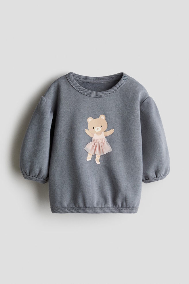 Motif-detail sweatshirt - Grey/Ballerina - 1