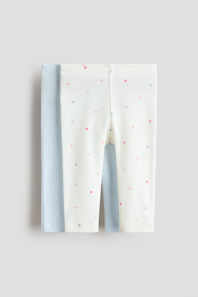 2-pack leggings - Light blue/Hearts/Greige/Cream/Light green/Dark grey/Black/Light grey/Pink/Light pink/Light dusty pink/Beige/Light beige/Light pink/Light pink/Floral/Light pink/White - 1
