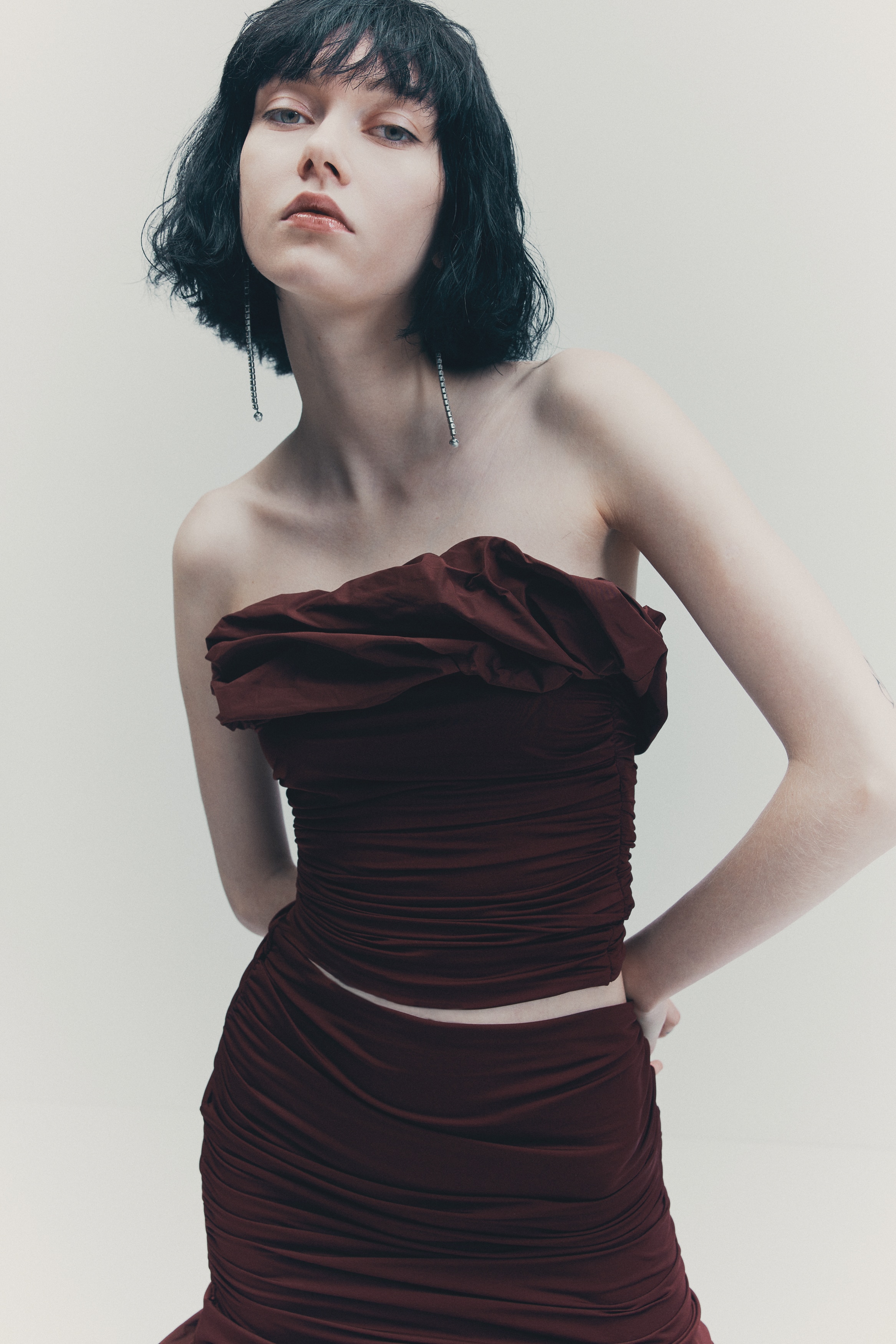 H & M - ドレープチューブトップ - レッド