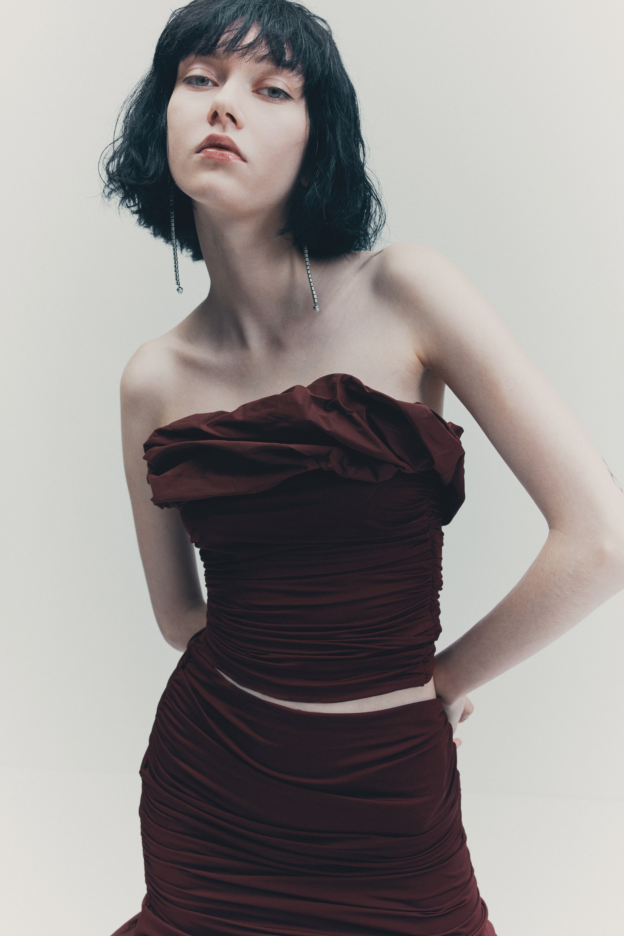 View larger image: Draped tube top - Burgundy - Ladies | H&M IN 1