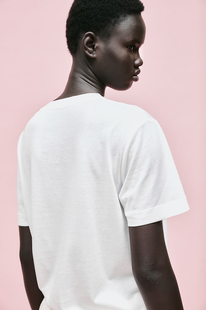 T-shirt en soie mélangée - Blanc/Noir/Lilas - 7