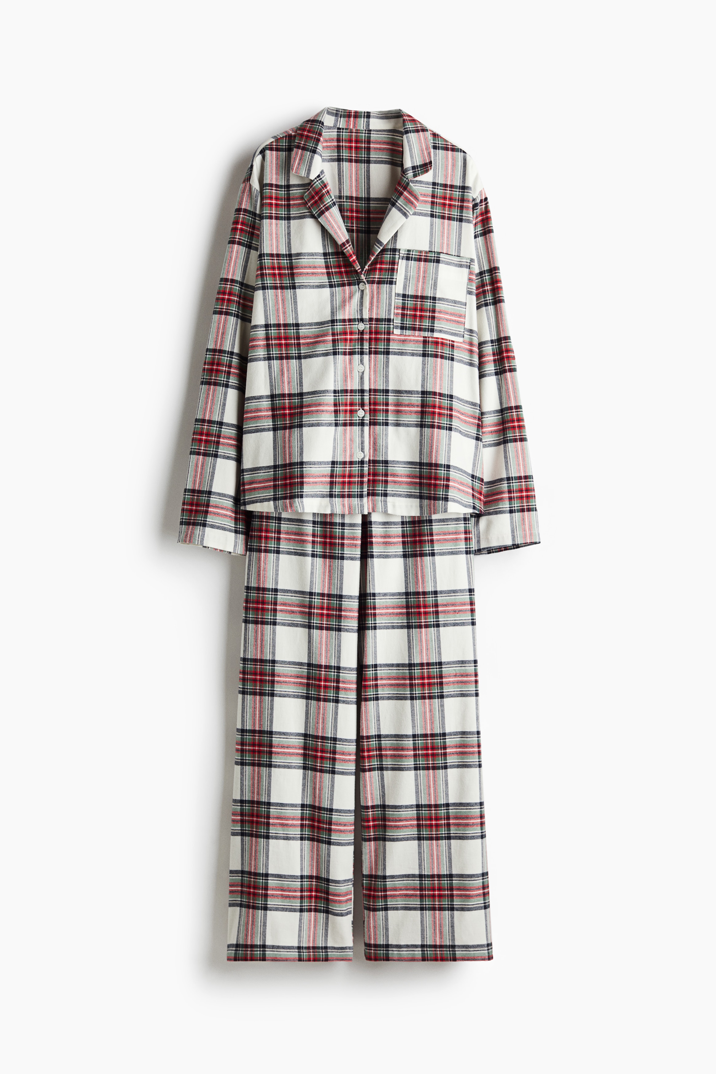 Flannel pyjamas White/Checked Ladies H&M IN
