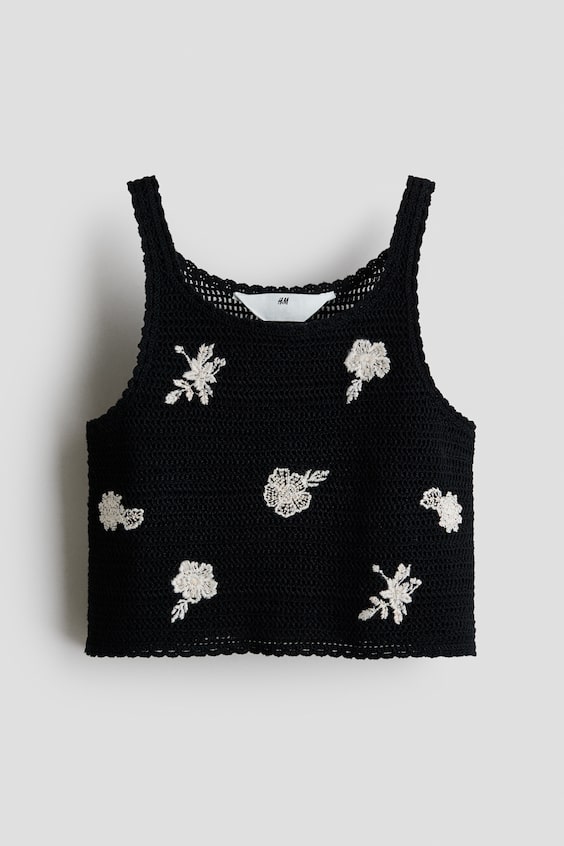 Детские топы H&M Crochet-Look Tank Top with Embroidery