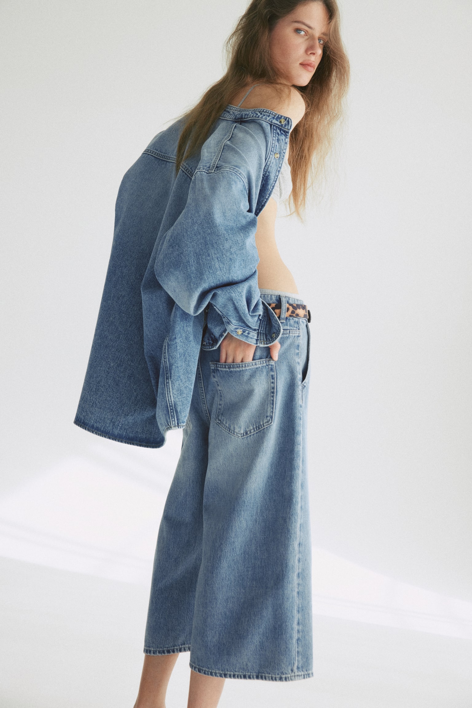 Wide High Waist Culotte Jeans - 5