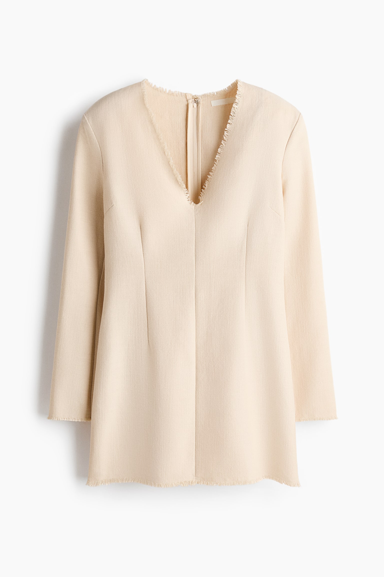 Frayed-edge twill dress - Light beige - 1