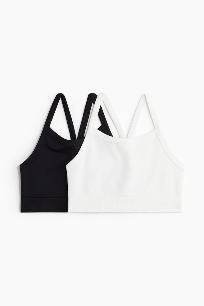 2-pack Seamless sports tops with DryMove™ - Black/White/Black/White/Pigeon blue - 1