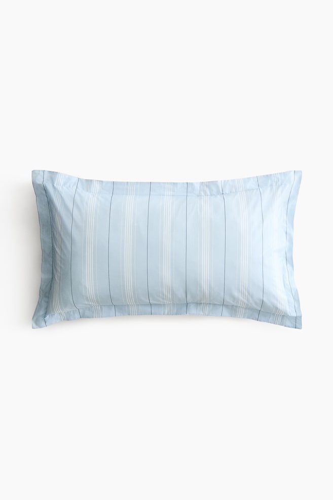 Taie d'oreiller en percale de coton - Bleu clair/rayé/Vert/rayé/Jaune clair/rayé/Rose poudré/rayé - 1