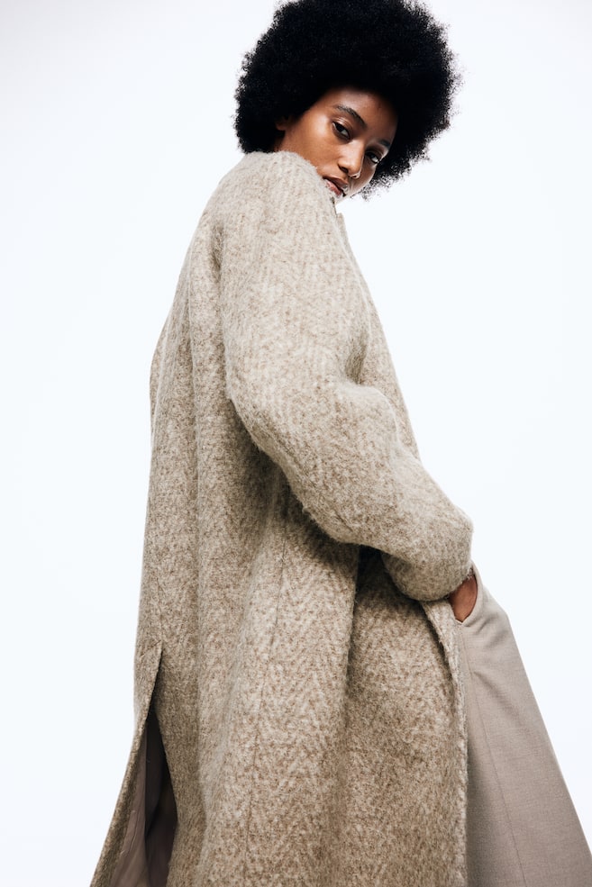 Double-breasted wool-blend coat - Beige/Herringbone-patterned/Light beige/Black/Checked/Black/dc - 3