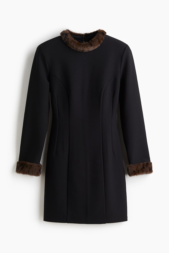 Fitted dress - Black/Brown - 1