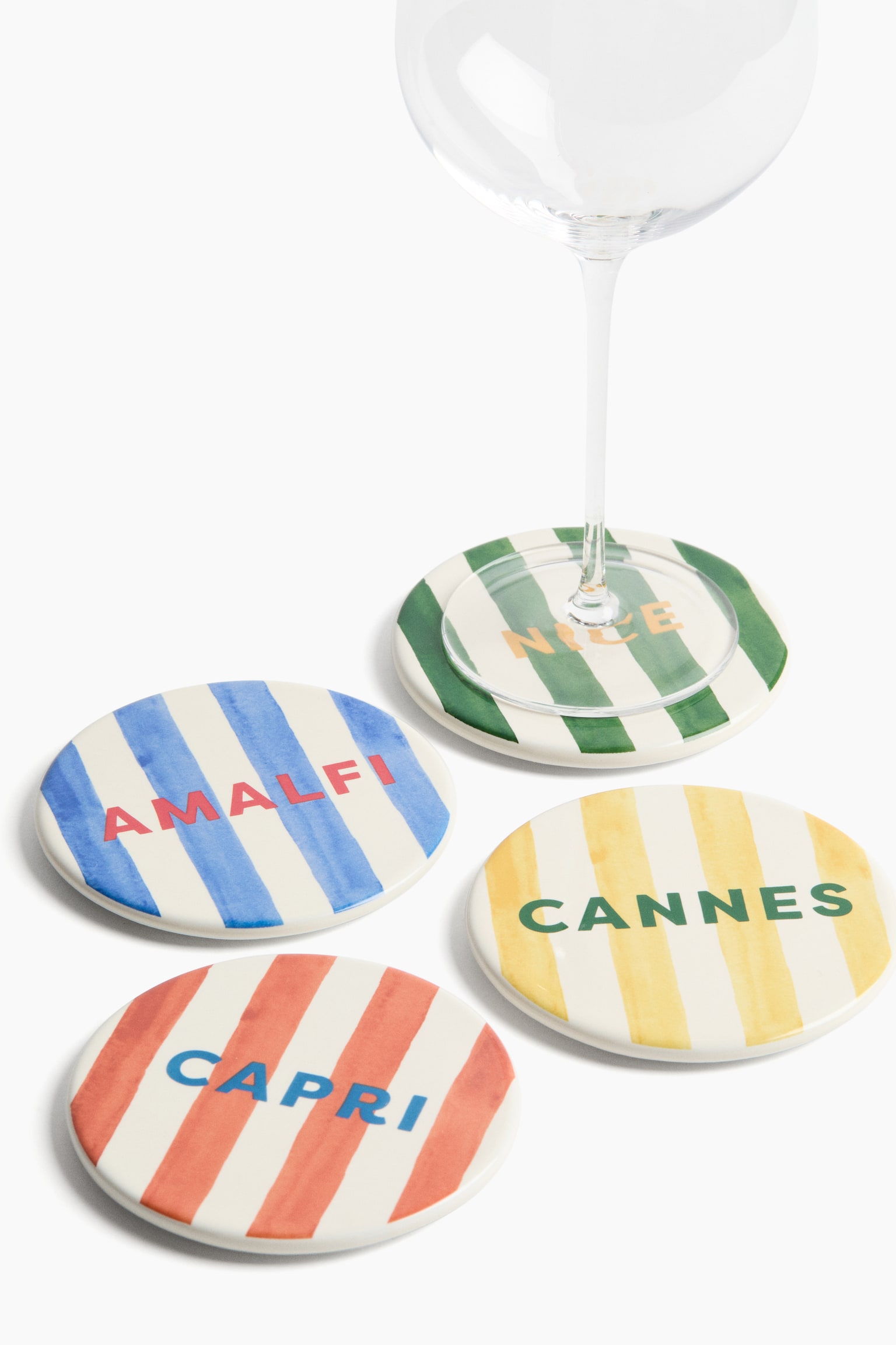 4-pack porcelain coasters - White/Striped - 2