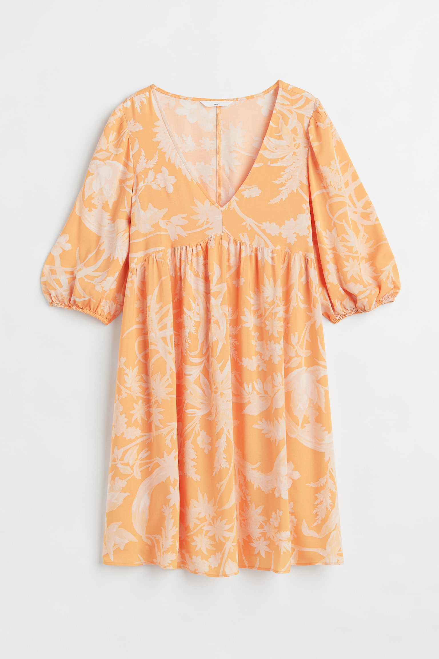 MAMA Balloon-sleeved patterned dress - Light orange/Patterned - 1