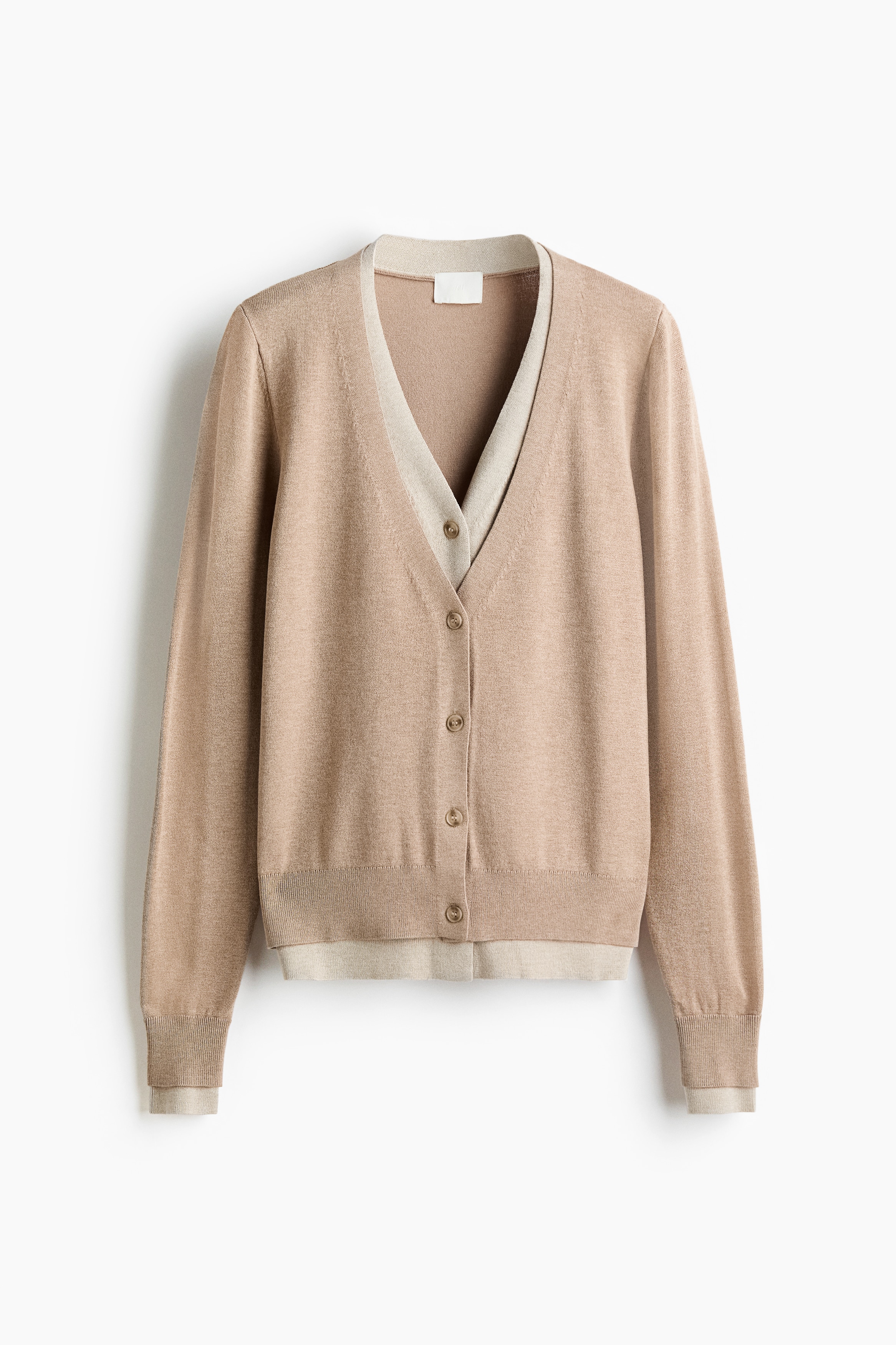 レイヤードカーディガン - ベージュ／ライトベージュ/グレー／ライトグレー