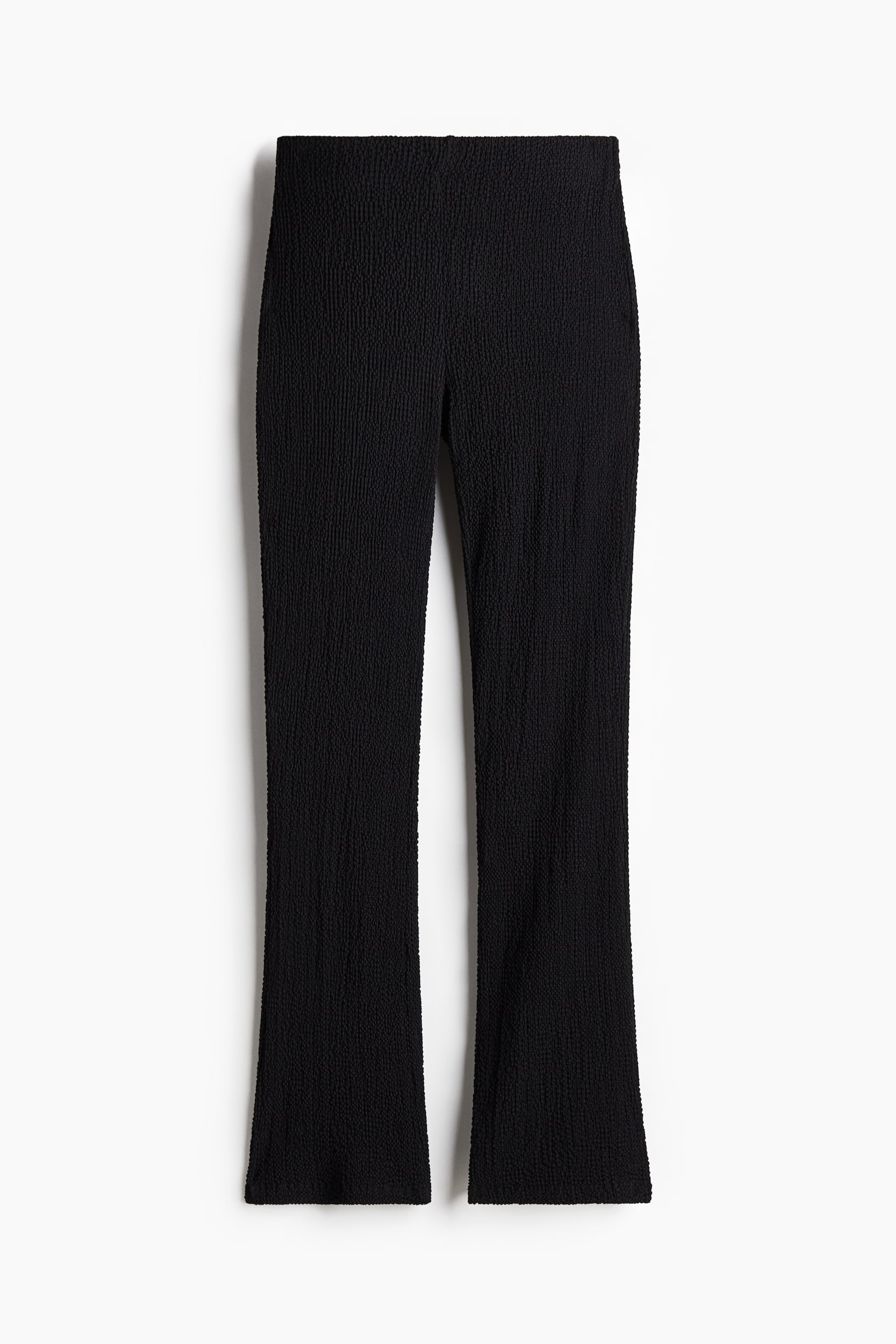 Flared textured trousers - Black/Cream - 1